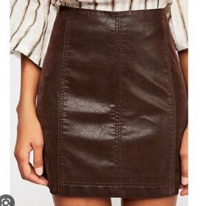 Free People Modern Femme Brown Faux Leather Skirt Size 0
